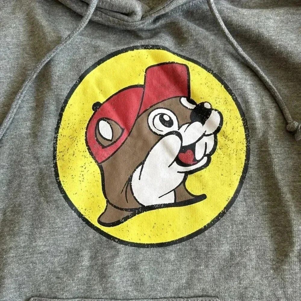 Buc-ees Hoodie Sweatshirt Fleece Long Sleeve Pullover Beaver Gray Adult Small - Picture 10 of 12